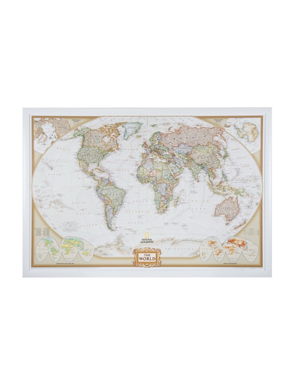 Wayfarer Executive World Push Pin Travel Map Frameless Thick Foam - SHIP ALONE